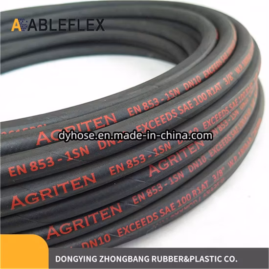 3/8 1sn 브레이드 유압 호스 파이프 SAE 100r1 En853 압력 산업용 호스 어셈블리
